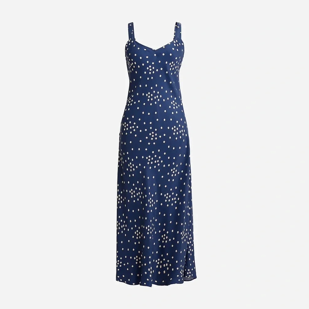 J.Crew Tall Gwyneth V neck cupro blend slip dress in tiny bloom BU120